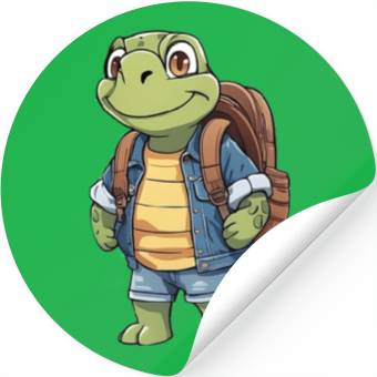 Discover Turtle Wearing Backpack Stickers