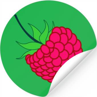 Discover Raspberry red with green leaves Stickers