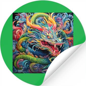 Discover dragon pattern circle pentel color 6 Stickers