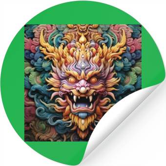 Discover dragon pattern circle pentel color 5 Stickers