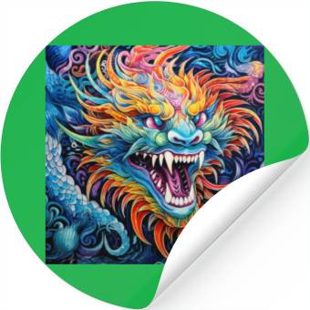 Discover dragon pattern circle pentel color 7 Stickers