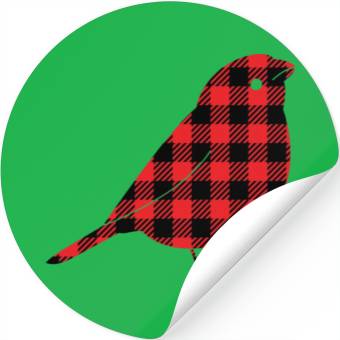 Discover Bird Buffalo Plaid Stickers