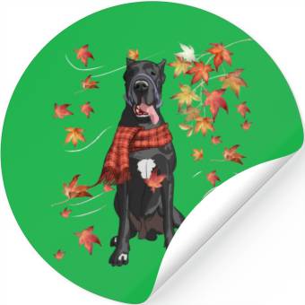 Discover Maple Dog Leaf Fall Hello Autumn Funny Great Dane Stickers