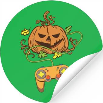 Discover Halloween Pumpkin Head Video Game Controller Stickers