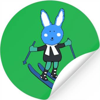 Discover blue rabbit skiing Stickers