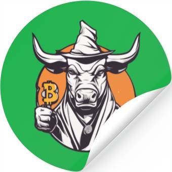 Discover Halloween Bitcoin Wizard Bull Stickers