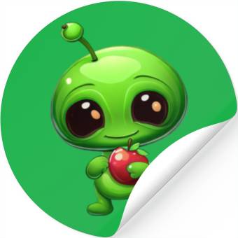 Discover Green Alien Apple: Unexpected Fusion Stickers