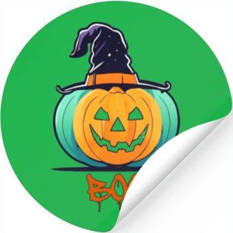 Discover Creepy Halloween Wizard Pumpkin Stickers
