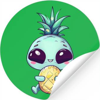 Discover Alien with Pineapple Punk Hairstyle Stickers