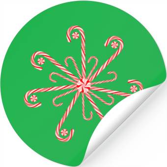 Discover Peppermint Candy Cane Snowflake Stickers