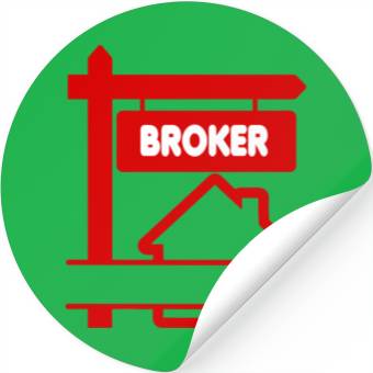 Discover Red Logo Broker with text space Stickers