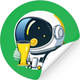 Discover astronaut drinks lemon tea Stickers