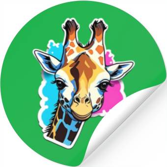 Discover Giraffe Color Splash Giraffe Head Stickers