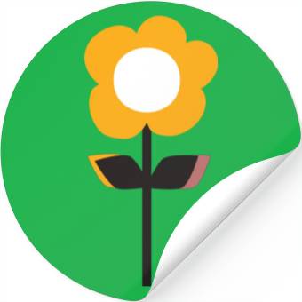 Discover Retro Flower Yellow Stickers