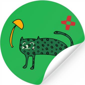 Discover Spring Cute Green Cat Stickers
