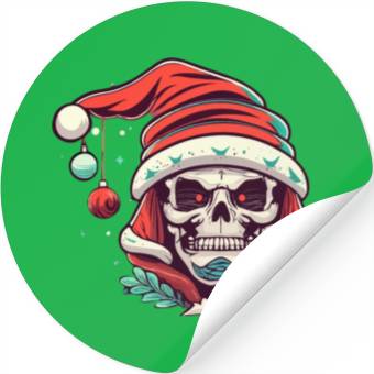 Discover Skeleton Face With Santa Hat Stickers