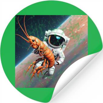 Discover Astronaut in space with shrimp Stickers