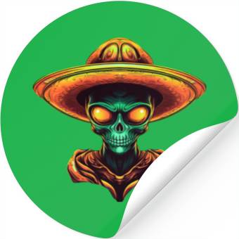 Discover Mexican alien with sombrero Stickers