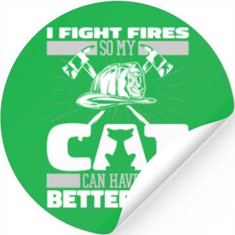 Discover Firefighter Thin Red Line Cat Stickers