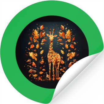 Discover Giraffe in Autum Design Stickers