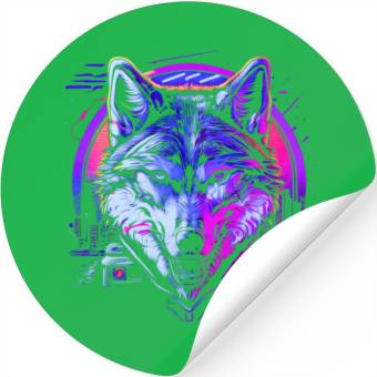 Discover Retro Rhythm Wolf Stickers