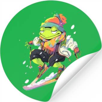 Discover Frog Skiing Skier Ski Winter Snow Stickers
