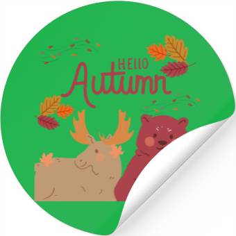 Discover Hello Autumn Square Stickers