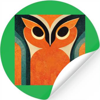 Discover Mod Owl: Big Bold Orange Owl Stickers