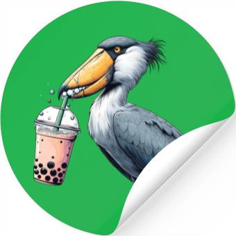 Discover Beaked stork with bubble tea Stickers