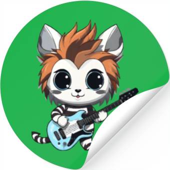 Discover Chibi Zebra Playing Electric Guitar Stickers