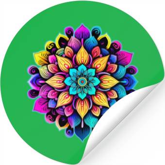 Discover Mandala: A Complex, Multicolored Floral Pattern Stickers