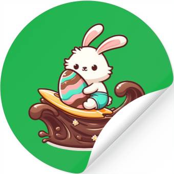 Discover Easter Bunny Surfboard Chocolaty Waves Stickers