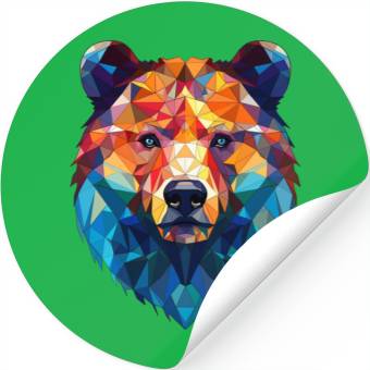 Discover Wild Psychedelic Bear Geometric Vibrant Stickers