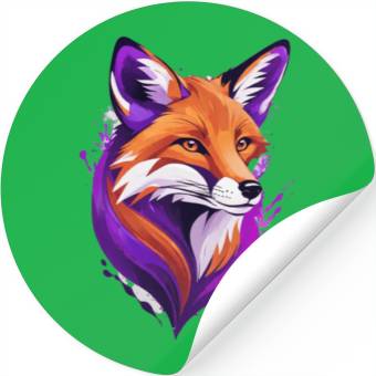 Discover fox purple yellow Stickers