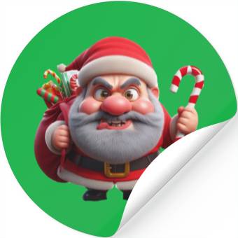 Discover Crazy Santa with Candy Canes Stickers