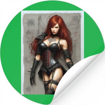 Discover "Fierce Beauty: Redhead Warrior" Stickers