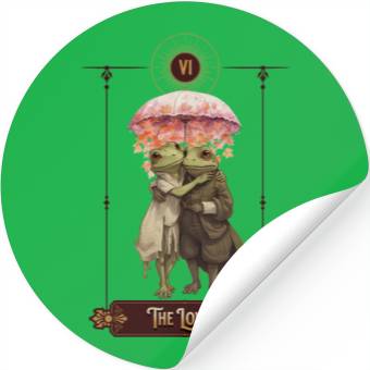 Discover "The Lovers" Frog Tarot Card Stickers