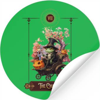Discover "The Chariot" Frog Tarot Card Stickers