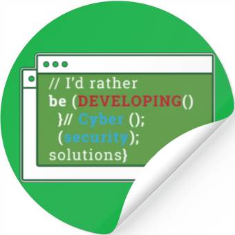 Discover Cybersecurity I'd Rather Be Developing Programmer Stickers
