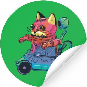 Discover Robot Cat Driver Cat Lover Stickers