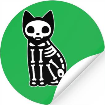 Discover Skeleton Cat Halloween Stickers