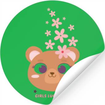 Discover Teddy bear face with flower Stickers