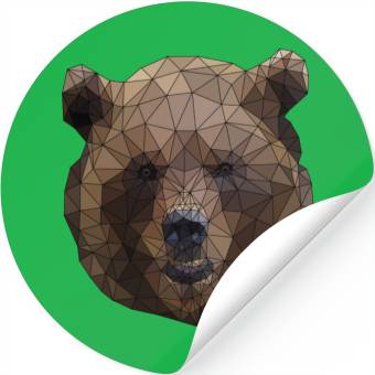 Discover Polygonal brown bear triangular shape low poly art Stickers