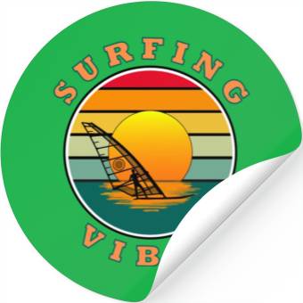 Discover Surfing Vibes – retro 2 - Windsurfer Stickers