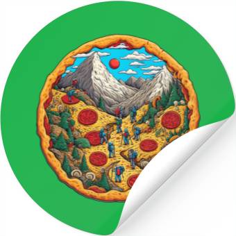 Discover Pizza landscape Stickers