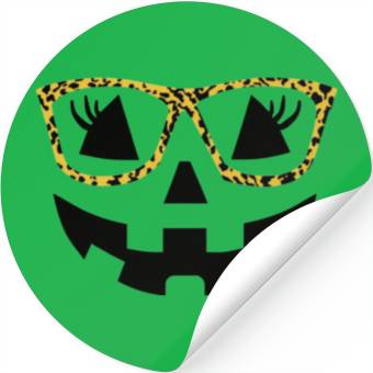 Discover Jack O Lantern Cute Face Pumpkin with Leopard Prin Stickers