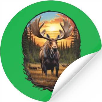 Discover Smiling Moose Grazing Stickers
