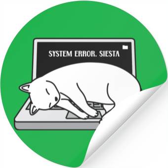 Discover System Error. Siesta - Sleeping Cat Programmer Stickers