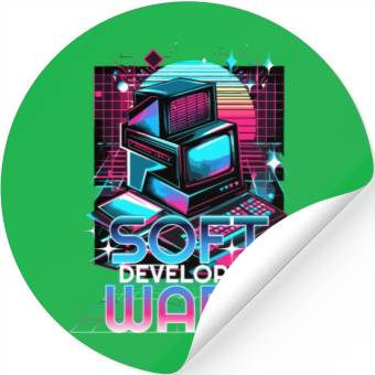 Discover Retro Neon Software Developer Vibes 90s Stickers