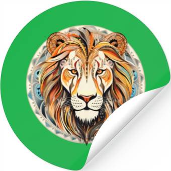 Discover Lion Mandala Art Stickers